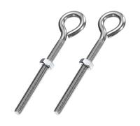 sourcing map 2 Pack Eye Bolts, M8 x 88mm 304 Stainless Steel Threaded EyeBolt Silver Eye Hooks with Nut for Hanging or Securing Cables