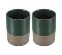 sourcing map 2 Pack Handmade Vintage Espresso Cups, 7.44oz / 220ml Ceramic Teacups Simple No-Handle Coffee Mug Dishwasher Safe for Latte Cappuccino Milk Juice Office Home Party, Dark Green