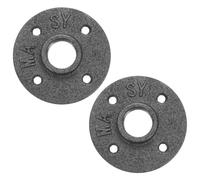 sourcing map 2 Pack Industrial Pipe Floor Flange, Iron Pipe Fittings, 3/4 Inch Threaded Flange for DIY Project/Furniture/Shelving Decoration Black