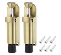 sourcing map 2 Pack Kickdown Door Stop, Spring Loaded Telescopic Door Stopper, Adjustable Door Locks Holder for Distance from The Ground 25mm/0.98", Gold