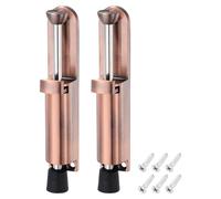 sourcing map 2 Pack Kickdown Door Stop, Spring Loaded Telescopic Door Stopper, Adjustable Door Locks Holder for Distance from The Ground 45mm/1.77", Red Bronze