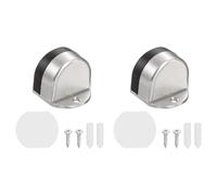 sourcing map 2 Pack Low Dome Floor Door Stop, 1.5" H x 1.65" W Stainless Steel Door Stopper, Rubber Bumper Wall Protector with Screws&Adhesive Tape for Bedroom Bathroom Office, Silver