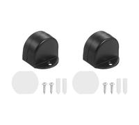 sourcing map 2 Pack Low Dome Floor Door Stop, 1.5" H x 1.65" W Stainless Steel Door Stopper, Rubber Bumper Wall Protector with Screws&Adhesive Tape for Bedroom Bathroom Office, Black