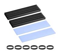 sourcing map 2 Pack M.2 22110 Nvme SSD Heatsink Cooler Alloy Aluminum Heat Sink with 1mm Thermal Pad, for Laptop, 100x22x6mm Black