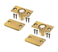 sourcing map 2 Pack Magnet Door Catch, Adjustable Magnetic Closet Ball Door Catch with Screws, Stainless Steel Latch Replacement for Top of Doors, Invisible Cabinet, Closet, Bedroom, (Brass)