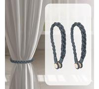 sourcing map 2 Pack Magnetic Curtain Tiebacks, 50.5cm/20" Hand-woven Window Curtain Holders Drapery Holdback Decorative Tie Backs for Home Office Decor, Dark Gray