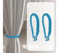 sourcing map 2 Pack Magnetic Curtain Tiebacks, 50.5cm/20" Hand-woven Window Curtain Holders Drapery Holdback Decorative Tie Backs for Home Office Decor, Light Blue