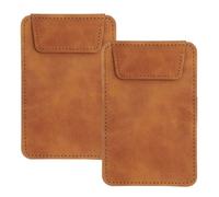 sourcing map 2 Pack Mini Clipboard, 5" x 3" Leather Small with Pen Holder, Mini Size Magnetic Writing Clipboard for Business, Office,Restaurant and Hotel (Brown)