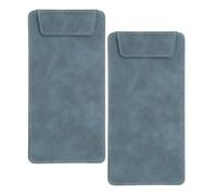 sourcing map 2 Pack Mini Clipboard, 8" x 4" Leather Small with Pen Holder, A6 Size Magnetic Writing Clipboard for Business, Office,Restaurant and Hotel (Blue)