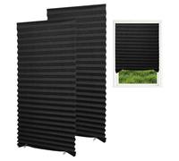 sourcing map 2 Pack No Drill Blinds for Windows, 60 x 150 cm Stick on Blackout Temporary Blinds Curtains with 4 Clips for Bedroom Kitchen Bathroom, Black
