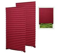 sourcing map 2 Pack No Drill Blinds for Windows, 60 x 150 cm Stick on Blackout Temporary Blinds Curtains with 4 Clips for Bedroom Kitchen Bathroom, Burgundy