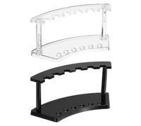 sourcing map 2 Pack Plastic Pen Holder, 6-Slot Acrylic Pen Display Stand, Eyebrow Pen Rack, Makeup Brush Organizer for Office Home Store（Black Horizontal/Vertical Clear）