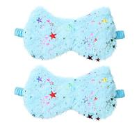 sourcing map 2 Pack Plush Sleep Masks, Cute Light Eye Mask Soft Sleeping Eye Cover with Elastic Strap, Glitter Star Pattern, Unisex for Sleeping Travel Office Nap Side Sleeper, Blue