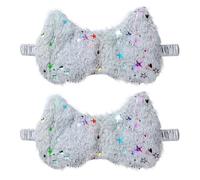 sourcing map 2 Pack Plush Sleep Masks, Cute Light Eye Mask Soft Sleeping Eye Cover with Elastic Strap, Glitter Star Pattern, Unisex for Sleeping Travel Office Nap Side Sleeper, Gray
