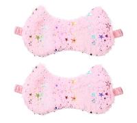 sourcing map 2 Pack Plush Sleep Masks, Cute Light Eye Mask Soft Sleeping Eye Cover with Elastic Strap, Glitter Star Pattern, Unisex for Sleeping Travel Office Nap Side Sleeper, Pink