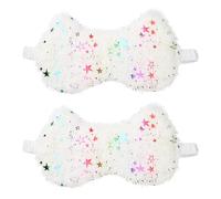sourcing map 2 Pack Plush Sleep Masks, Cute Light Eye Mask Soft Sleeping Eye Cover with Elastic Strap, Glitter Star Pattern, Unisex for Sleeping Travel Office Nap Side Sleeper, White