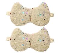 sourcing map 2 Pack Plush Sleep Masks, Cute Light Eye Mask Soft Sleeping Eye Cover with Elastic Strap, Glitter Star Pattern, Unisex for Sleeping Travel Office Nap Side Sleeper, Brown