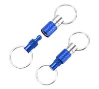 sourcing map 2 Pack Quick Release Keychain Detachable Keychain Spring Pull Apart Key Ring Holder Swivel Split Snap with Double Key Rings for Bag Belt Car DIY Crafts Accessories, Dark Blue