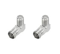 sourcing map 2 Pack Right Angle Coaxial Connector, F Female to Quick Push On Male Adapter 75 Ohm Coax Coaxial Extension Coupler for Broadcast, Antenna, Amplifier, CB Radio, Silver