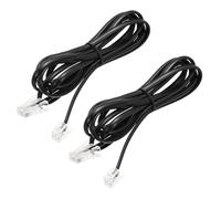 sourcing map 2 Pack RJ45 8P4C to RJ11 6P4C Adapter Converter Cable, RJ45 to RJ11 Adapter Telephone Handset Cord for Home, Office, 6.6ft, Black