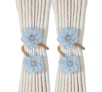sourcing map 2 Pack Rope Curtain Tiebacks, Flower Curtain Tiebacks Drape Holder Elegant Decorative Tie Backs for Sheer/Light Weight Drapes Home Office Bedroom Window Decor, Sky Blue