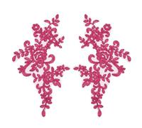 sourcing map 2 Pack Rose Red Flower Lace Appliques, 25x12.5 cm 3D Embroidery Lace Patch Sewing Embellishments for Wedding Bridal Dress Clothes DIY Crafts Accessories Decoration