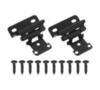 sourcing map 2 Pack Self Closing Cabinet Hinges, 1/2" Overlay Cabinet Door Hinges Semi-Concealed Kitchen for Flush Mount Kitchen Door, Black