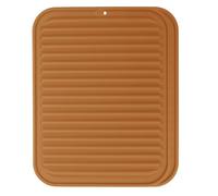 sourcing map 2 Pack Silicone Dish Drying Mat, 9" x 12" Silicone Trivets for Hot Pots and Pans Dish Drainer Mat Heat Resistant Non-Slip Dish Drying Pad for Kitchen Counters, Brown