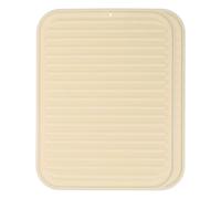 sourcing map 2 Pack Silicone Dish Drying Mat, 9" x 12" Silicone Trivets for Hot Pots and Pans Dish Drainer Mat Heat Resistant Non-Slip Dish Drying Pad for Kitchen Counters, Beige
