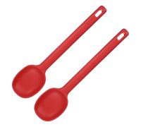 sourcing map 2 Pack Silicone Nonstick Mixing Spoon, 11" Heat Resistant Non-Stick Cooking Spoon Long Handle Flexible Spatula Kitchen Baking Tool for Stirring Ladling Serving Food, Red