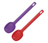 sourcing map 2 Pack Silicone Nonstick Mixing Spoon, 11" Heat Resistant Non-Stick Cooking Spoon Long Handle Flexible Spatula Kitchen Baking Tool for Stirring Ladling Serving Food, Red/Purple