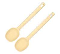 sourcing map 2 Pack Silicone Nonstick Mixing Spoon, 11" Heat Resistant Non-Stick Cooking Spoon Long Handle Flexible Spatula Kitchen Baking Tool for Stirring Ladling Serving Food, Light Yellow