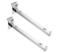 sourcing map 2 Pack Slat Wall Shelf Bracket, 12 Inch Heavy Duty Display Hooks Slat Hooks Shelf Wall Accessories for Garage Kitchen Retail Display, Silver