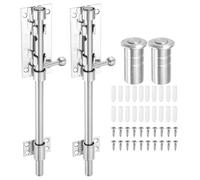 sourcing map 2-Pack Slide Bolt Latch, 10 in 304 Stainless Steel Barrel Bolt Latch Heavy Duty Door Latches Lock 12mm Dia Bar with Dust Container for Barn Wooden Fence Shed Door [Silver]