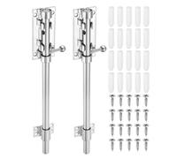 sourcing map 2-Pack Slide Bolt Latch, 12 in 304 Stainless Steel Barrel Bolt Latch Heavy Duty Door Latches Lock 14mm Dia Bar with Padlock Hole for Barn Wooden Fence Shed Door Garage [Silver]