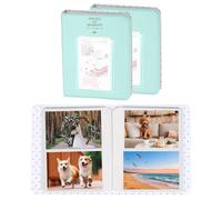 sourcing map 2 Pack Small Photo Album, 4x6" Pockets Photo Book with Window for 16 Clear Pages Hold 64 3-inch Pictures, for Fujifilm, Family Anniversaries, Weddings, Travel Memories, Sky Blue