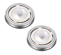 sourcing map 2 Pack Stainless Steel Mason Jar Lids, 91mm Leak Proof Regular Mouth Mason Jar Lids with Silicone Seals Polished Surface and Reusable for Drinking Food Storage, White