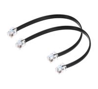 sourcing map 2 Pack Telephone Cord, 0.7ft Phone Cable RJ12 6P6C Black | Male to Male Straight Wired Handset Cord for Home, Office