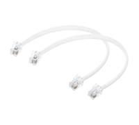 sourcing map 2 Pack Telephone Cord, 0.7ft Phone Cable RJ12 6P6C Male to Male Straight Wired Handset Cord for Home, Office, White