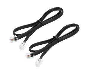 sourcing map 2 Pack Telephone Cord, 1.6ft Phone Cable RJ12 6P6C Male to Male Straight Wired Handset Cord for Home, Office, Black