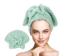 sourcing map 2 Pack Towel Head Wrap, 9.8 x 11.8 Inch Microfiber Hair Drying Towel for Women Absorbent Quick Straight, Wavy, Wet, Thick, Frizzy Hairs, Light Green