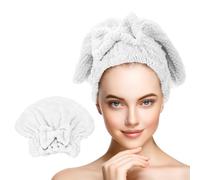 sourcing map 2 Pack Towel Head Wrap, 9.8 x 11.8 Inch Microfiber Hair Drying Towel for Women Absorbent Quick Straight, Wavy, Wet, Thick, Frizzy Hairs, White