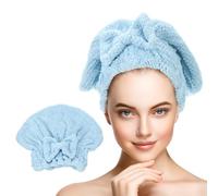 sourcing map 2 Pack Towel Head Wrap, 9.8 x 11.8 Inch Microfiber Hair Drying Towel for Women Absorbent Quick Straight, Wavy, Wet, Thick, Frizzy Hairs, Sky Blue