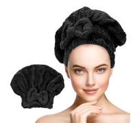 sourcing map 2 Pack Towel Head Wrap, 9.8 x 11.8 Inch Microfiber Hair Drying Towel for Women Absorbent Quick Straight, Wavy, Wet, Thick, Frizzy Hairs, Black