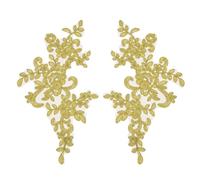 sourcing map 2 Pack Yellow Flower Lace Appliques, 25x12.5 cm 3D Embroidery Lace Patch Sewing Embellishments for Wedding Bridal Dress Clothes DIY Crafts Accessories Decoration