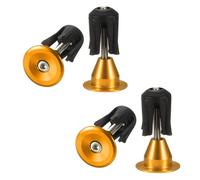 sourcing map 2 Pair Bike Handlebar End Plugs Aluminum Alloy Bar End Caps Expanding Locking Handlebar End Plugs for Most Bike MTB Road BMX Fixed Gear Bike, Gold