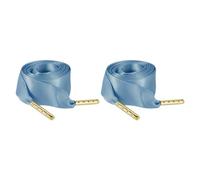 sourcing map 2 Pair Satin Ribbon Shoelaces, 2cm Wide Ribbon Shoe Laces Women with Metal Tips Flat Shoelaces Silk for Girls Sneakers Boots Satin Shoestring Decoration, 100cm Long Light Blue