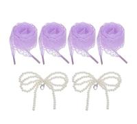 sourcing map 2 Pairs Flat Laces Shoelaces, 2.6CM Wide 100CM Length Fancy Ribbon Lacy Shoe Laces Vintage Lace for Women Sneakers Dress Shoes with Pearl Bow Shoelace Buckle, Purple