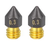 sourcing map 2 Pcs 0.3mm MK8 Brass Nozzles, M6 Thread PTFE Coated Nozzles Kit 3D Printer Accessories High Temperature Pointed Wear Resistant for MK3S Mini 3D Printers Hotend Replacement Tip