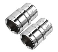 sourcing map 2 Pcs 1/2-Inch Drive 19mm 6-Point Shallow Socket, Metric, Cr-V (Polishing)